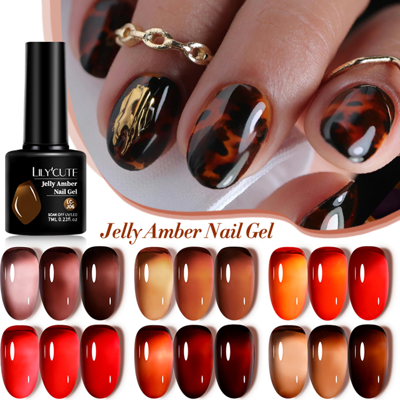 Resin Art Varnish - LILYCUTE 7ML Jelly Amber เจลเล็บเล็บ Dark