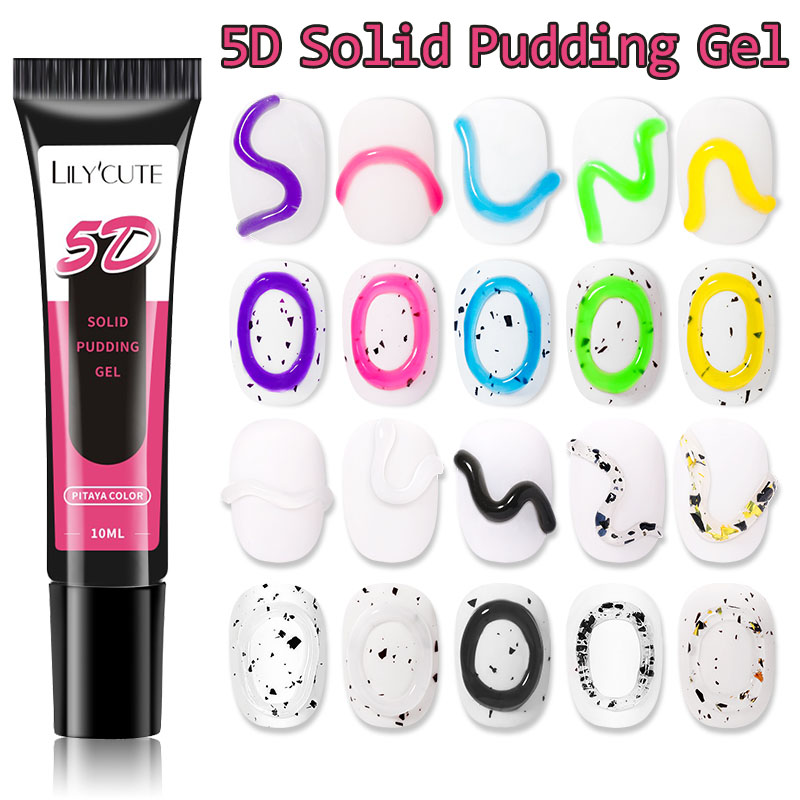 Resin Art Youtube - LILYCUTE 10ml 5D Solid พุดดิ้งเจลเล็บหลอด Emboss