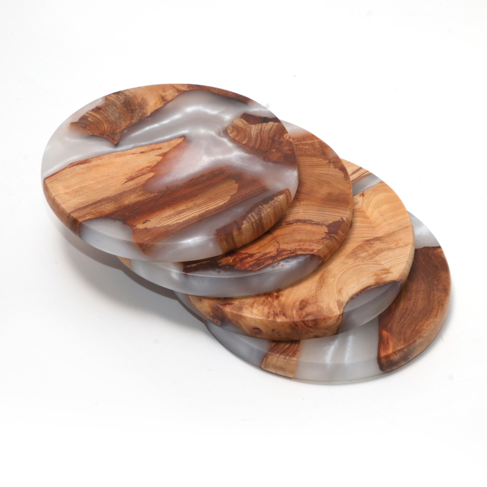 Resin Art Coffee Table - ชุดจานรองแก้ว, จานรองแก้วไม้, จานรองแก้วเรซิ่นสำหรับโต๊ะกาแฟ, ของตกแต่งบนโต๊ะ, งานศิลปะตกแต่ง, ไม่ซ้ำใคร,