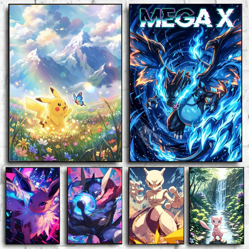 Resin Art Home Decor - โปสเตอร์อนิเมะโปเกมอน อีวุย ภาพพิมพ์เพชร HD กันน้ำ สำหรับตกแต่งห้องนอน