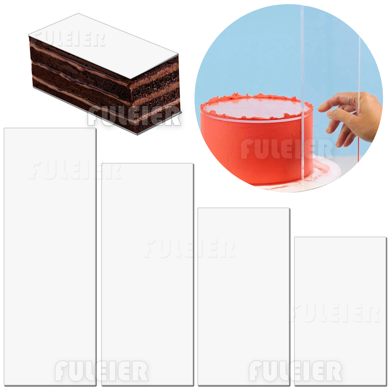 Tray Mold Rectangle - เค้กครีมขูด,สี่เหลี่ยมผืนผ้าอะคริลิคเค้กดิสก์ Art Blank Board เค้กแม่พิมพ์เครื่องมือตกแต่งเค้กถาด Stand