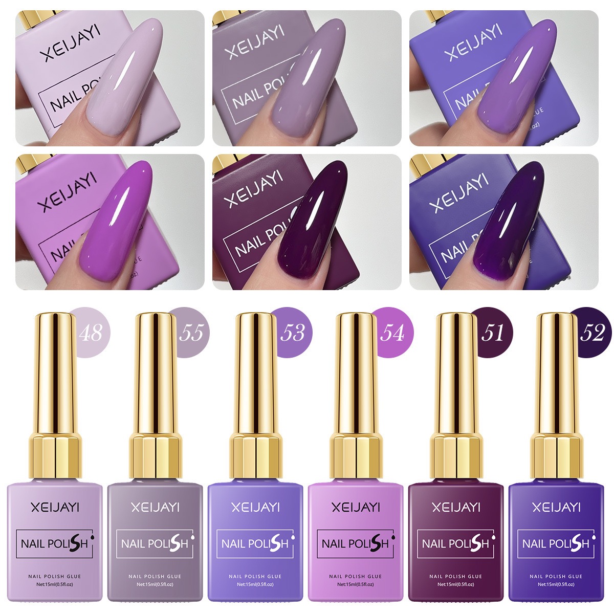 Resin Art Varnish - 6 ชิ้น/เซ็ต 15ml เจลเล็บ 6 สีโรแมนติกสีม่วง
