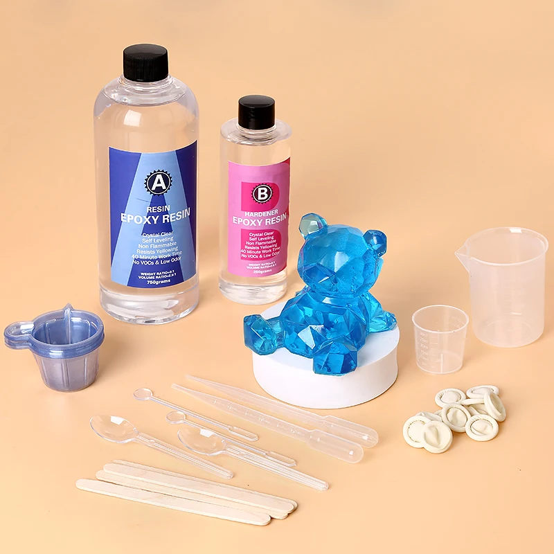 Resin Art Easy - อีพ็อกซี่เรซิ่นชุดคริสตัลใสผสมง่าย AB เรซิ่น Sticks,สําเร็จการศึกษาถ้วยและถุงมือสําหรับเครื่องประดับทํา DIY ศิลปะหัตถกรรม