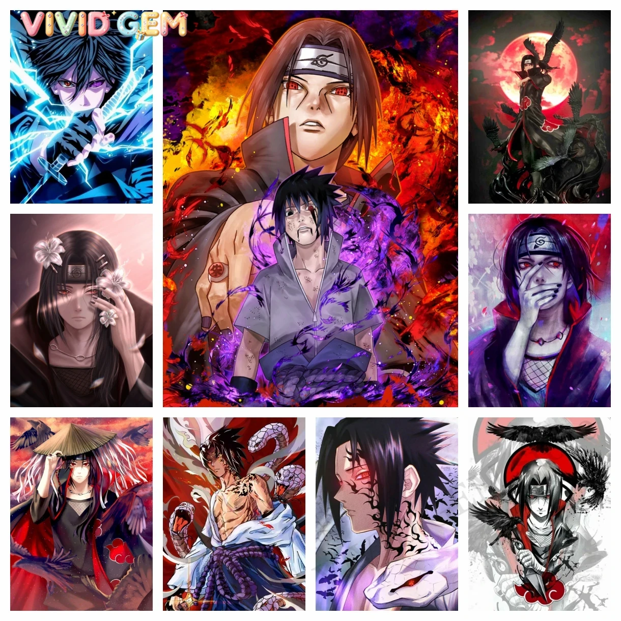 Resin Art Home Decor - VIVID GEM อุจิวะ อิทาจิ ภาพเพชร 5D