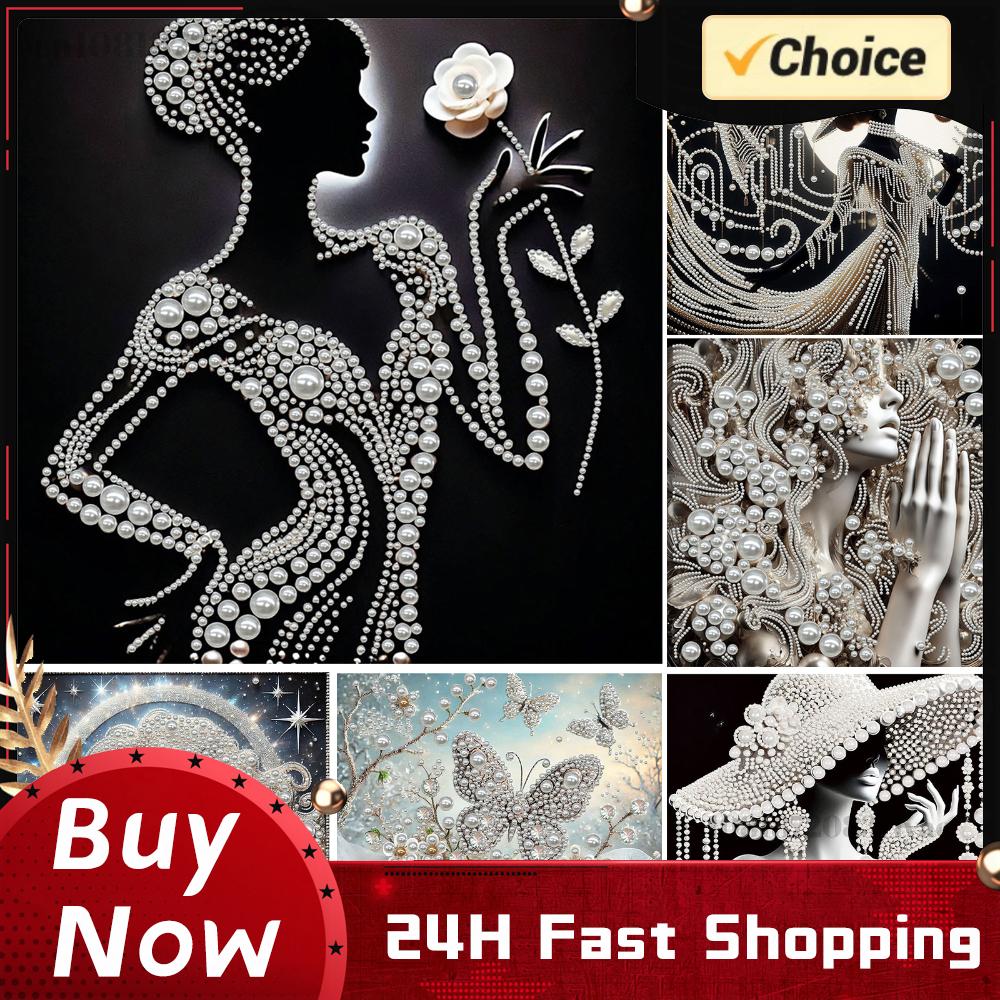 Resin Art Home Decor - ภาพวาดเพชร DIY สำหรับผู้หญิง ลายมุกและเพชร ขนาด 30x30