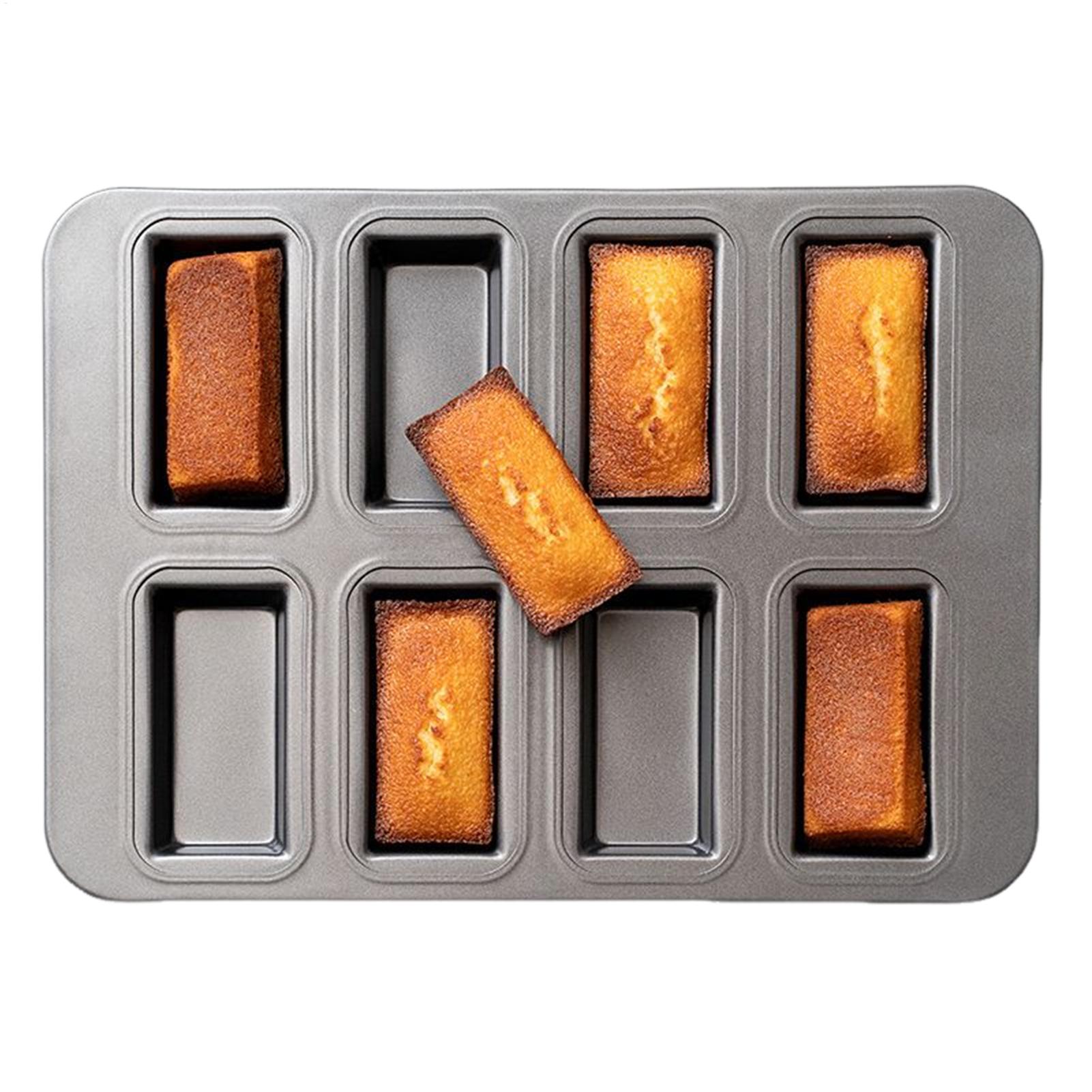 Tray Mold Rectangle - แม่พิมพ์เค้กเหล็กกล้าคาร์บอนแบบไม่ติดกระทะอบ 8 ช่องแบ่งส่วน รูปทรงสี่เหลี่ยมผืนผ้า สำหรับมัฟฟิน บราวนี่