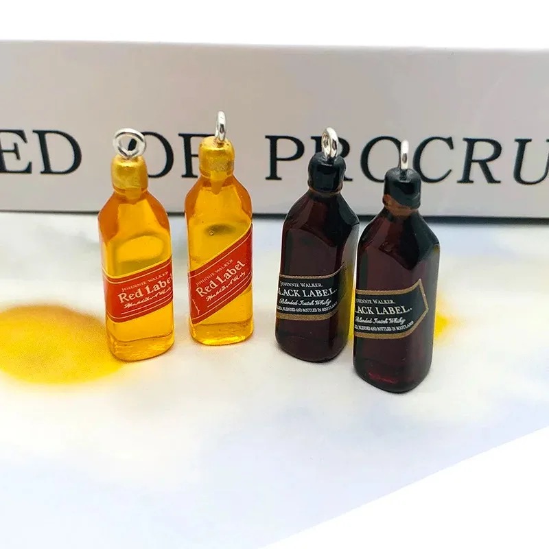 Resin Art Calligraphy - จี้เรซิ่นรูปขวดไวน์ขนาดเล็ก 10 ชิ้น สำหรับทำต่างหู DIY อุปกรณ์เสริมจี้ขนาดเล็กสำหรับพวงกุญแจ