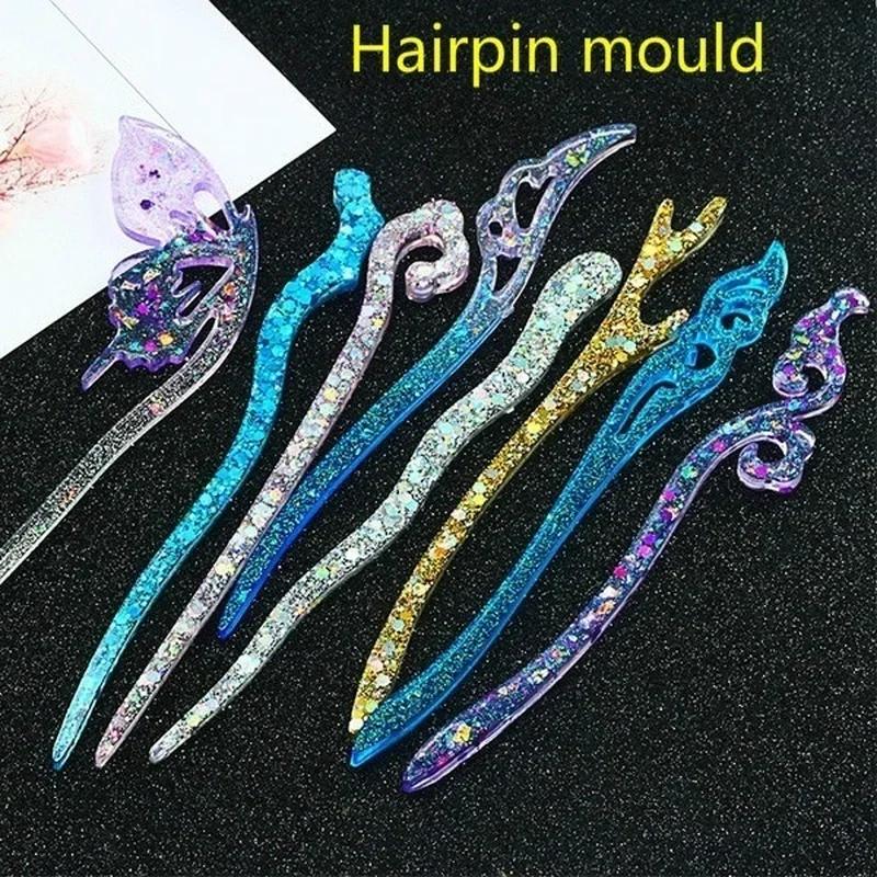 Resin Art Calligraphy - แม่พิมพ์ซิลิโคนใสแบบใหม่สำหรับทำเครื่องประดับผมเรซิ่น DIY แม่พิมพ์เรซิ่นอีพ็อกซี่สำหรับตกแต่งผมผู้หญิง