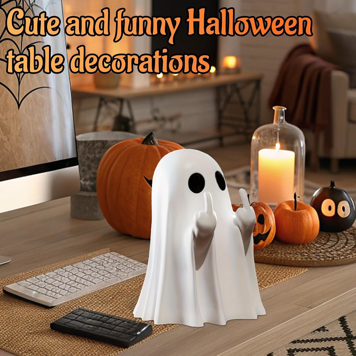 รูปปั้นผีฮาโลวีนสุดฮา ชูนิ้วกล - Resin Art Coffee Table บทวิจารณ์และราคา