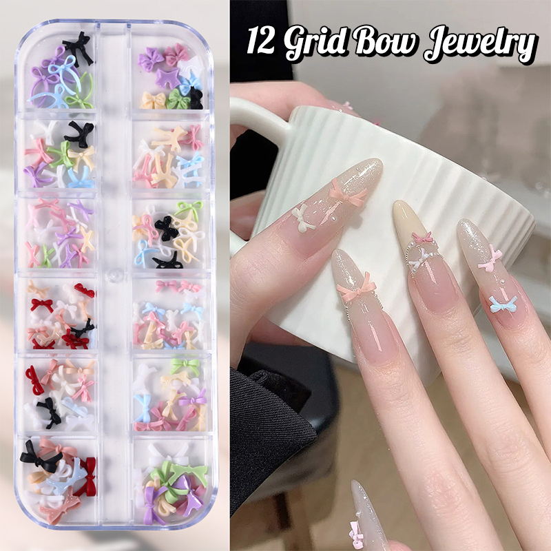 ชาร์มตกแต่งเล็บรูปโบว์หลากสี 1 - Resin Art Diy บทวิจารณ์และราคา